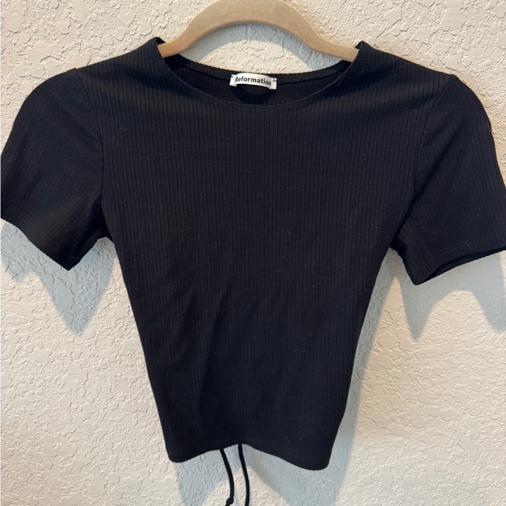 Reformation Black Ribbed Women's Top